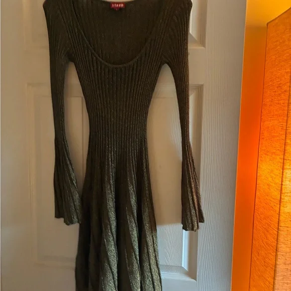 STAUD Metallic Gold Long Sleeve Dress - Picture 2 of 7